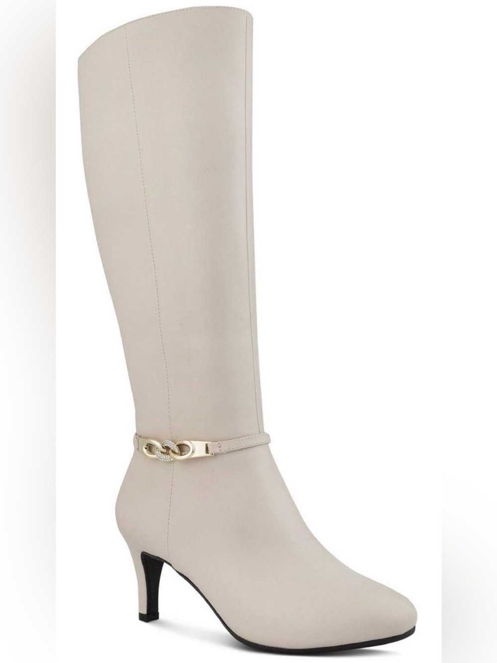 BRAND NEW Karen Scott Womens Hanna Faux Leather Knee-High Boots | White | 5 M